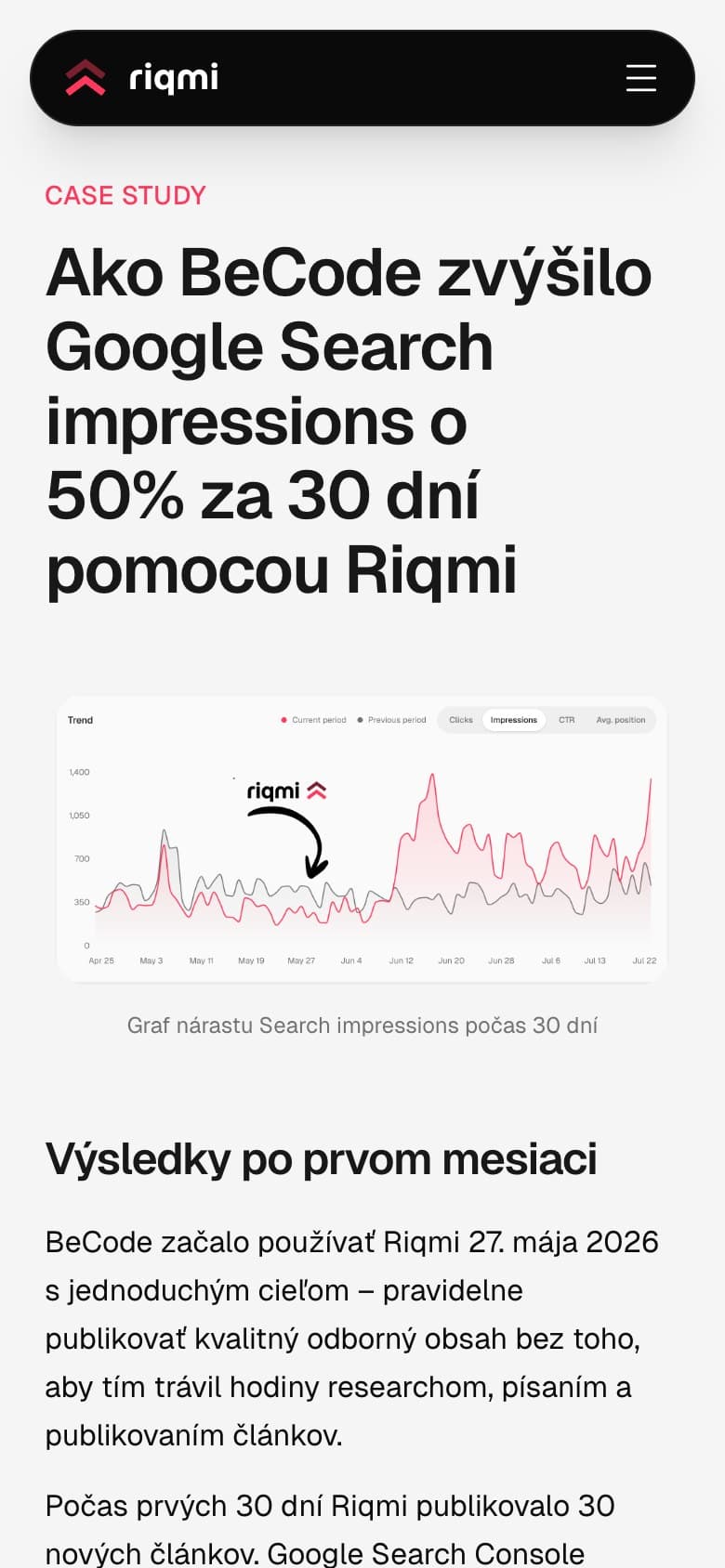 Case study BeCode na riqmi.com na mobile