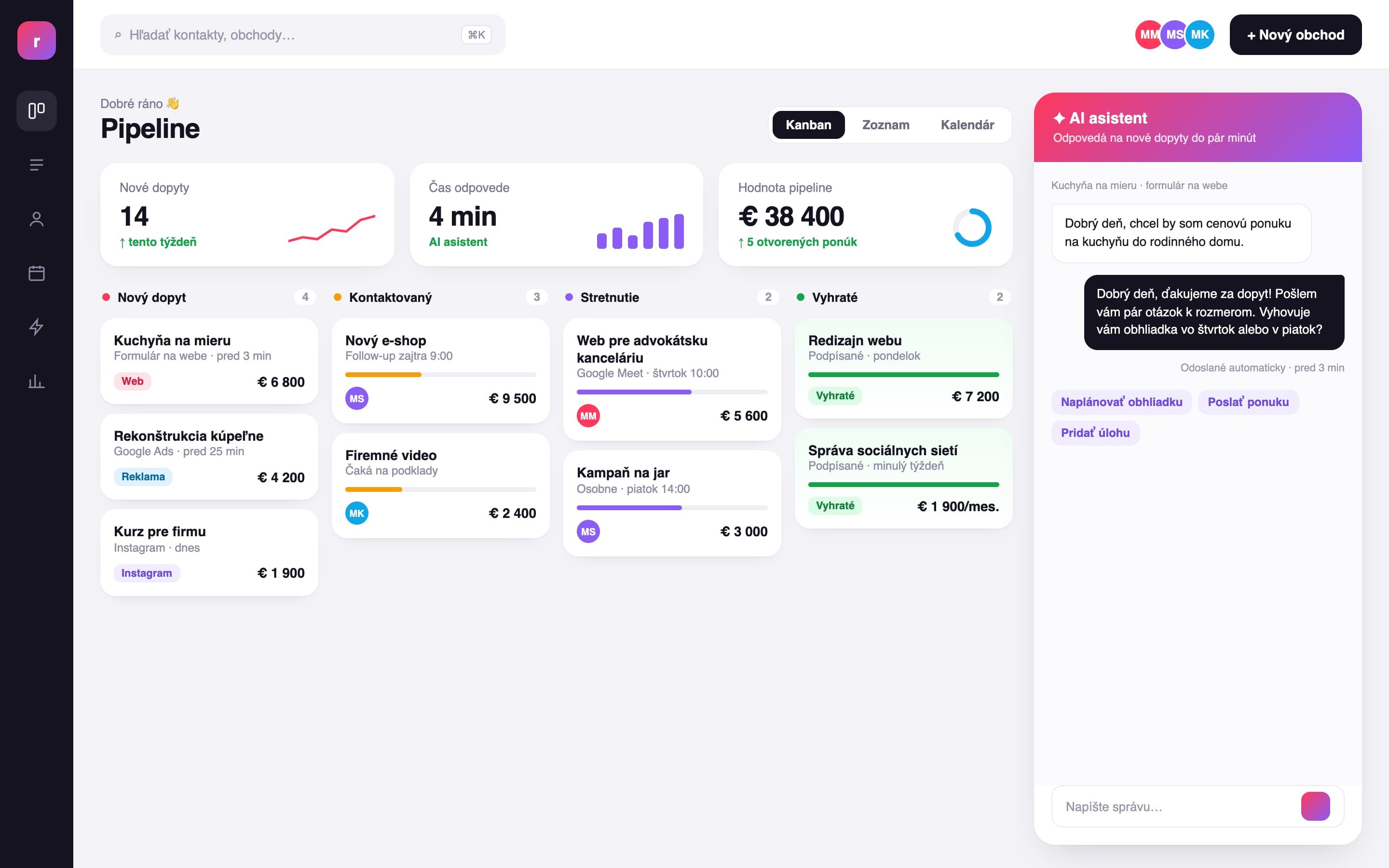Pipeline dopytov v CRM na mieru