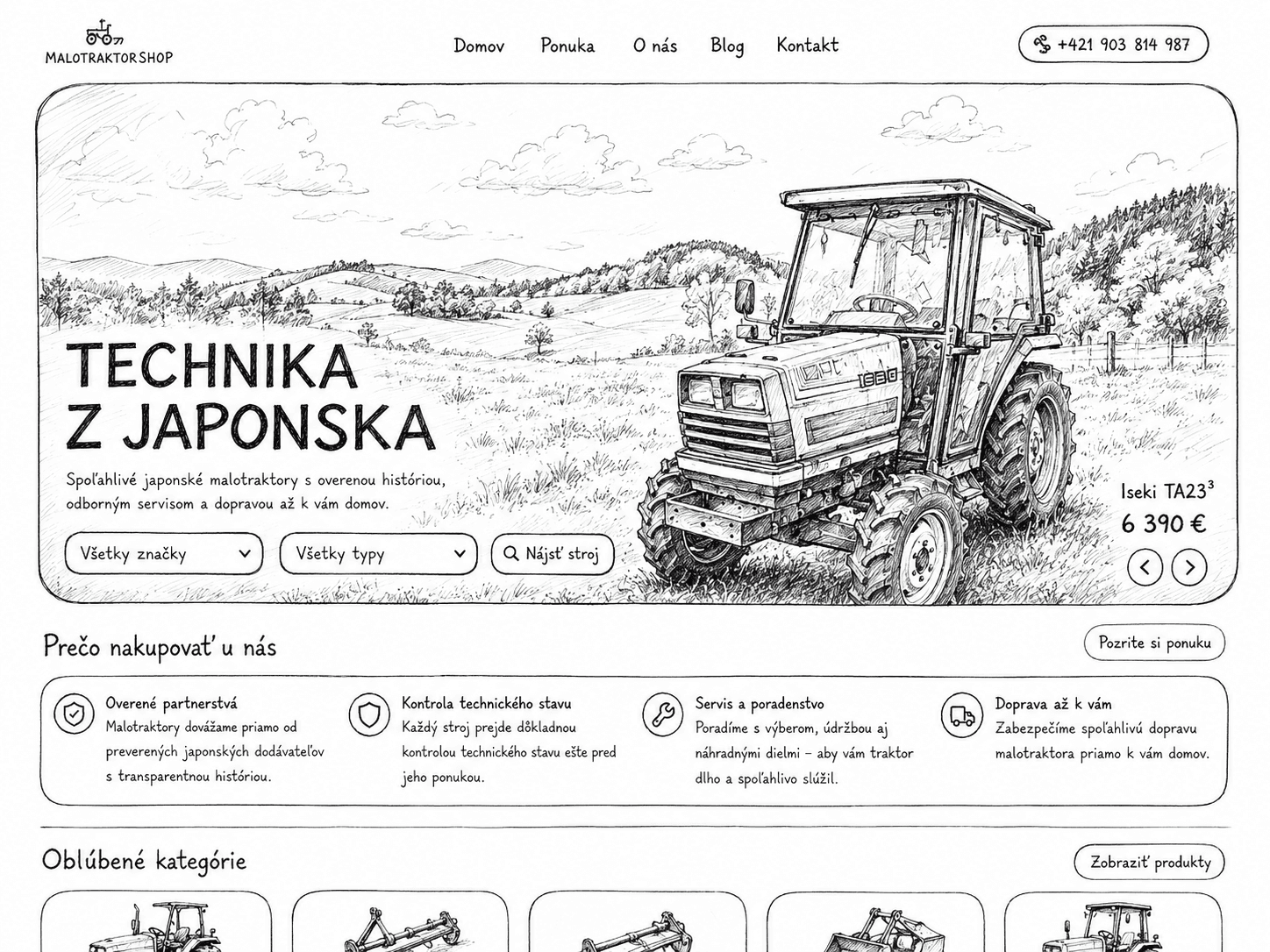 E-shop s japonskými malotraktormi