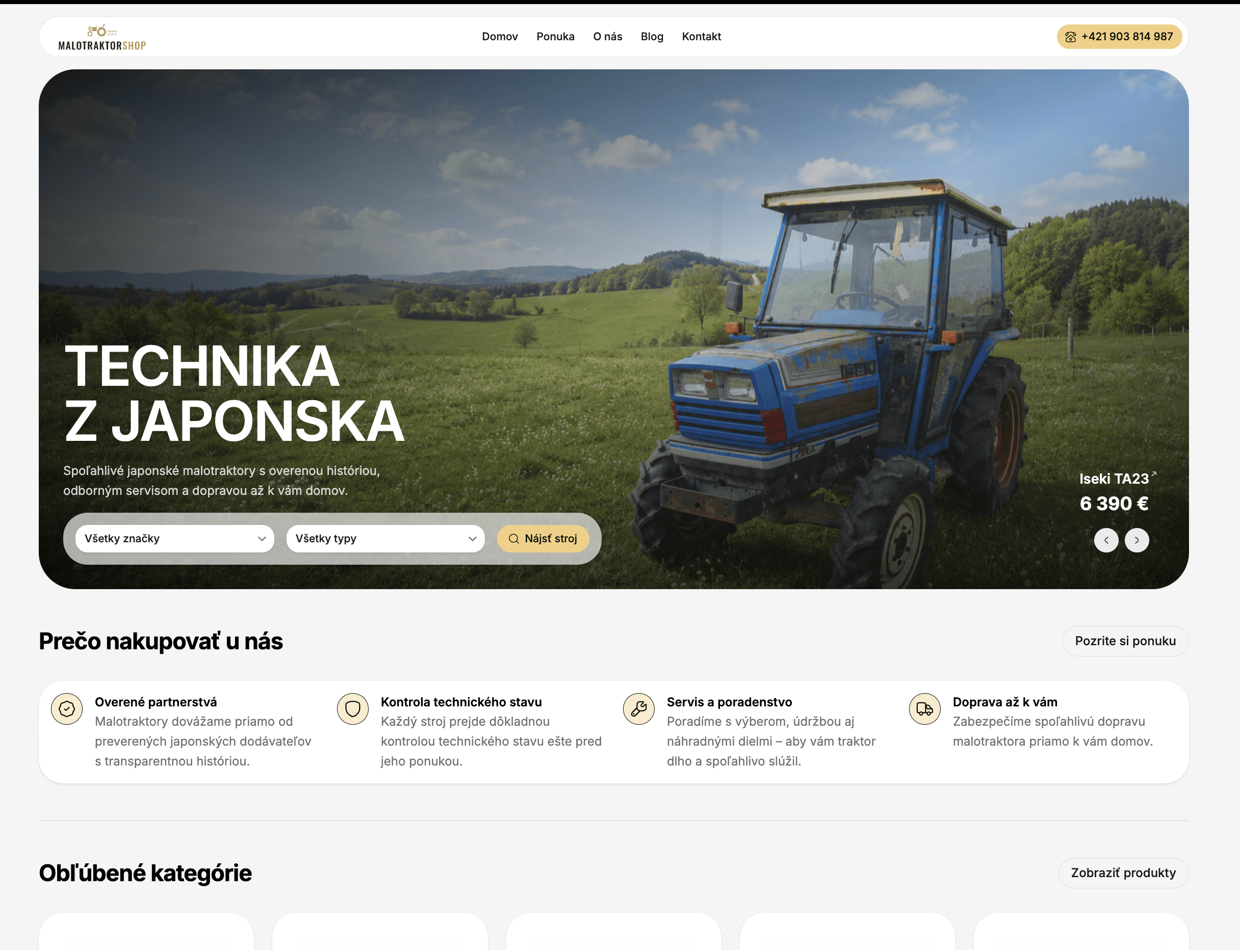 E-shop s japonskými malotraktormi