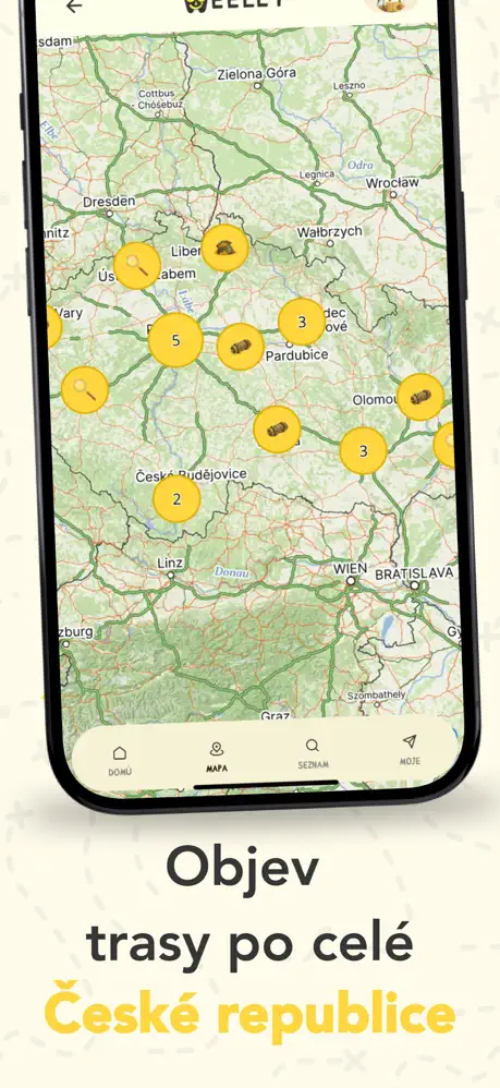 Mapa výletných trás v aplikácii Weelet